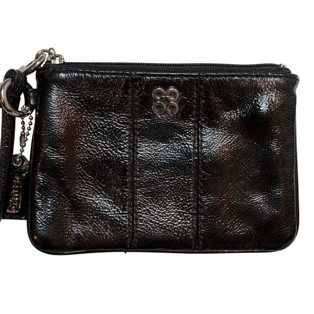 Coach Julia Wristlet Wallet Clutch Black Patent Leather